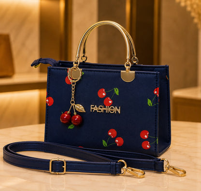 Cherry Print Top Handle Handbag for Women