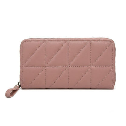 Quilted Geometric Zip-Around Wristlet Wallet