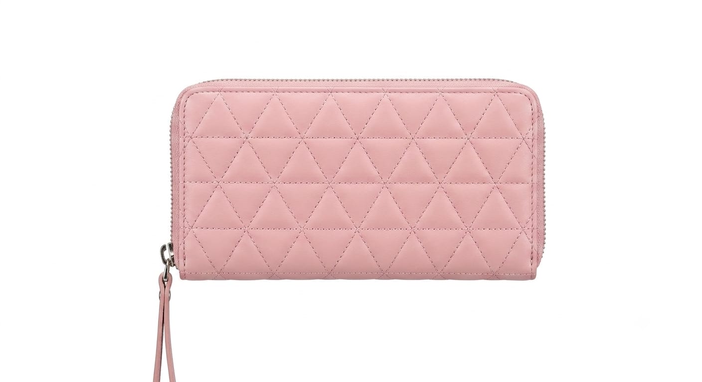 Quilted Geometric Zip-Around Wristlet Wallet