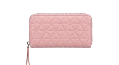 Quilted Geometric Zip-Around Wristlet Wallet
