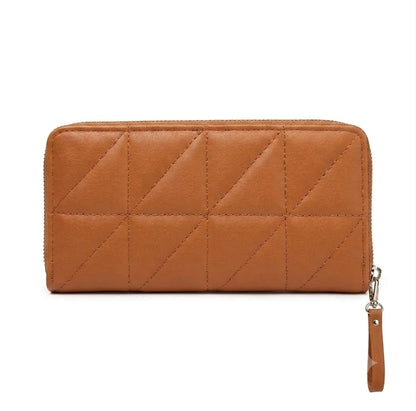 Quilted Geometric Zip-Around Wristlet Wallet