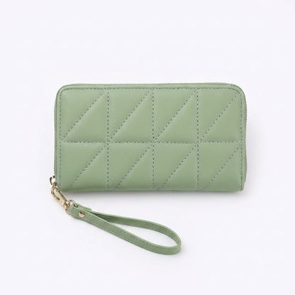 Quilted Geometric Zip-Around Wristlet Wallet
