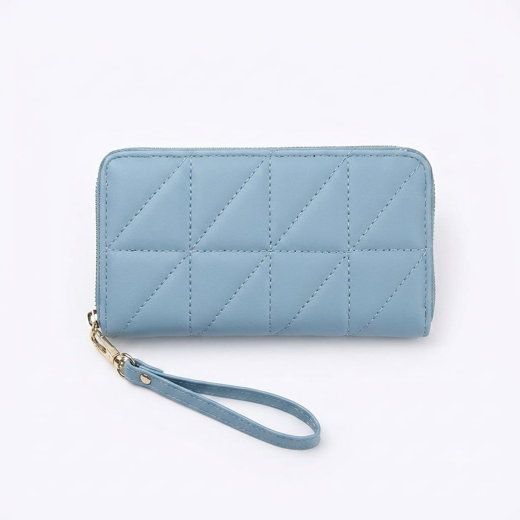 Quilted Geometric Zip-Around Wristlet Wallet